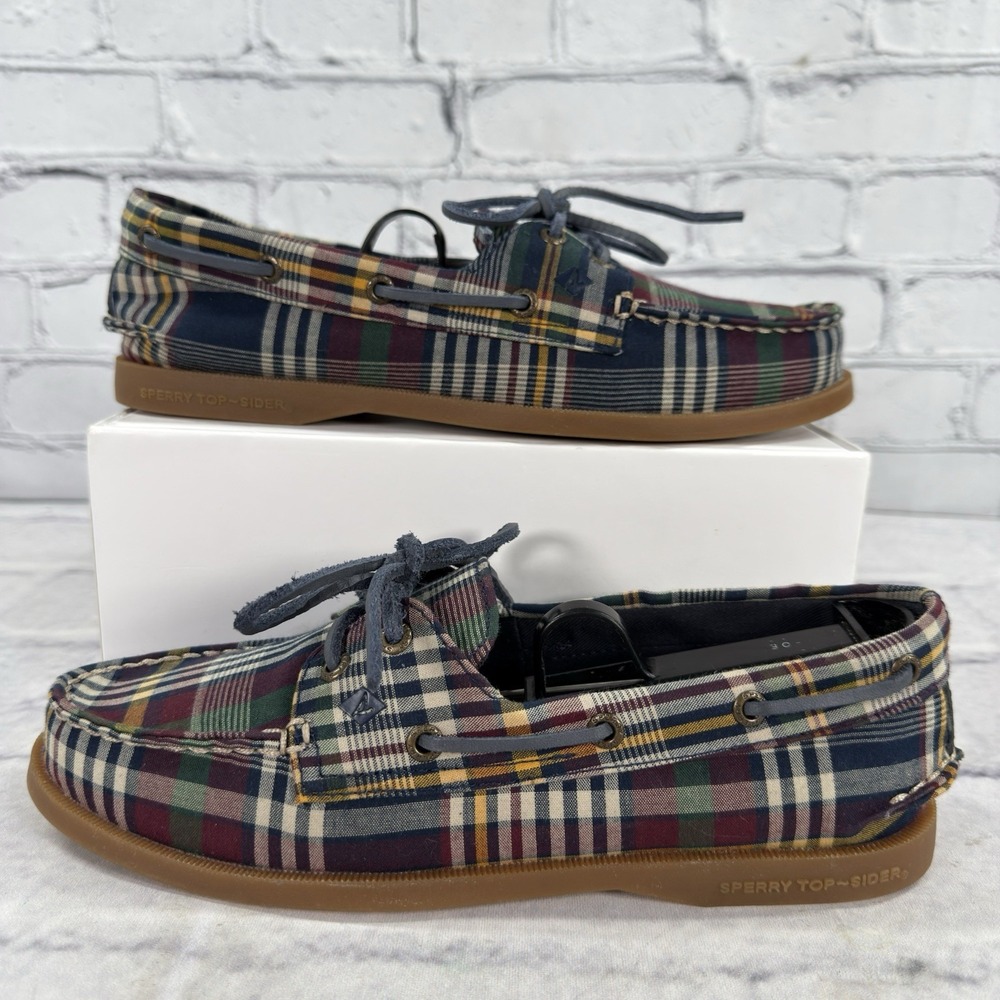 Sperry Women's Top Sider Madras Plaid Lounge Away Deck Shoes Size 7 STS85841 Gum